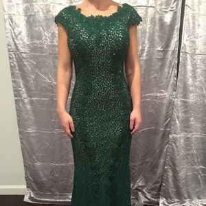 Sparkly emerald green evening gown